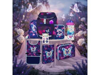 Oxybag Školní sada set 8dílný OXY Sherpy Motýl batoh, penál, sáček a doplňky 0-24726/08/01