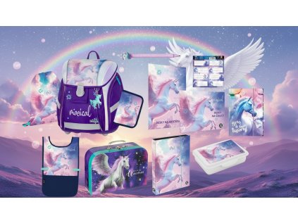 Oxybag Školní set 12ks PREMIUM LIGHT Pegas sada batoh, penál a doplňky Jednorožec Unicorn 0-75826/012