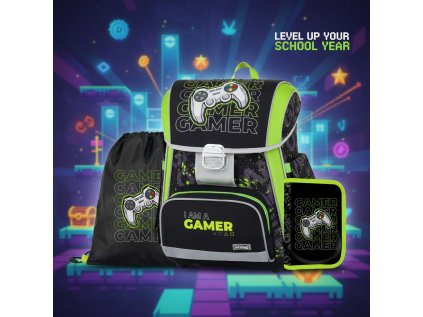 Oxybag Školní set 3ks PREMIUM Gamer sada batoh, penál, sáček 0-24125