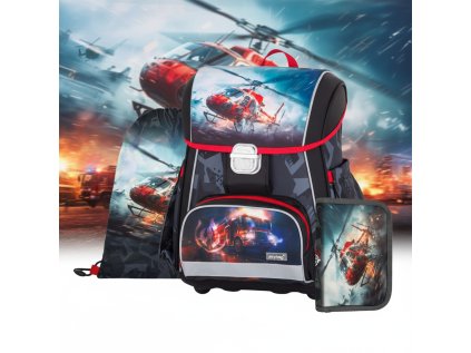 Oxybag Školní set 3ks PREMIUM Hasiči sada batoh, penál, sáček 0-25726