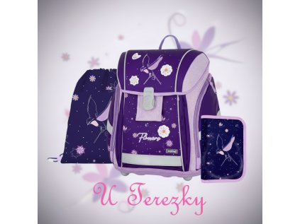Oxybag Školní set 3ks PREMIUM LIGHT Flowers Květiny sada batoh, penál, sáček 0-90226