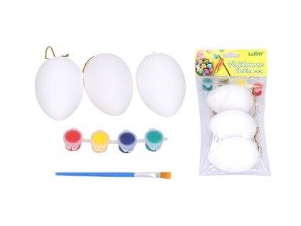 Vajíčka na vybarvení 5x8cm - 3 ks + barvy + štětec