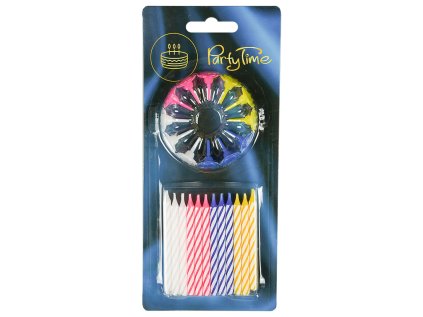 Dortové svíčky 24 ks PREMIUM s podstavcem