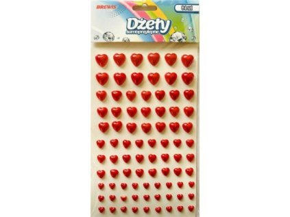 Kamínky DS59 samolepící kaminky/ srdíčka 84ks červené