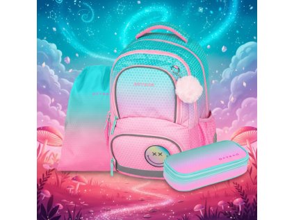 Oxybag Školní set 3ks OXY NEXT Ombre Pink sada batoh, sáček, etue  6-75226