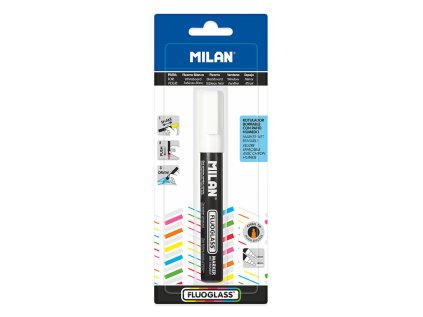 popisovac milan fluoglass bily blistr