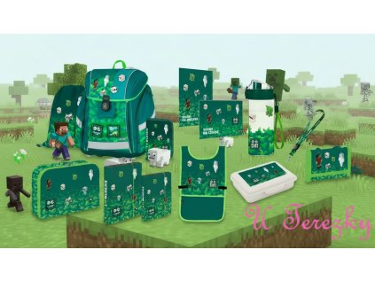 Oxybag Školní set 13ks PREMIUM LIGHT Playworld ve stylu Minecraft sada batoh, penál a doplňky 0-75726/013
