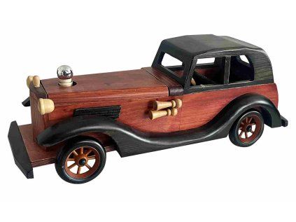 Dřevěný Oldtimer s láhví 200 ml - hnědý