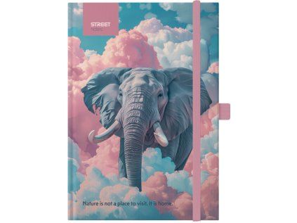 Blok ANIMALS Elephant B5 linka s gumou