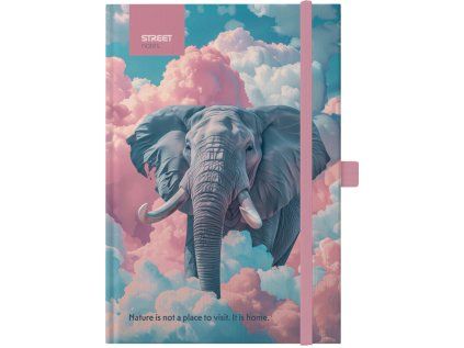 Blok ANIMALS Elephant A5 linka s gumou