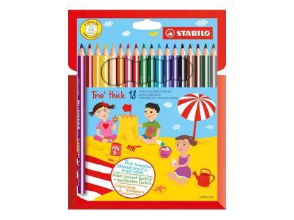 pastelky trihranne stabilo trio thick sada 18 ks