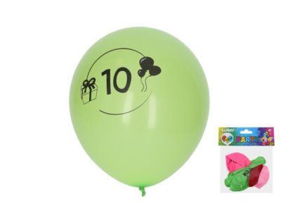 Balónek nafukovací 30 cm - sada 5ks, s číslem 10