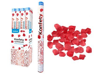 Konfety vystřelovací 60cm plátky růží červené