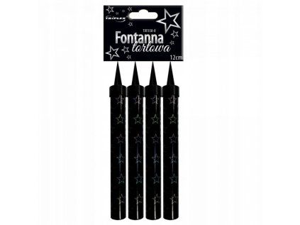 Dortová fontána 12cm/4ks černá +hvězdy