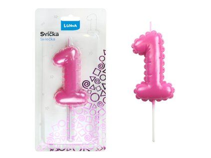 Svíčka č. 1 balónek RŮŽOVÁ LUMA