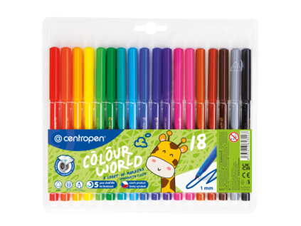 Dětské fixy CENTROPEN Colour World - 18 barev