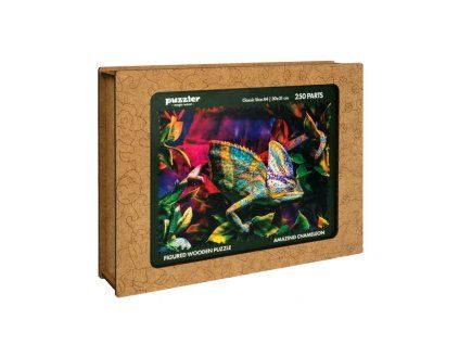 DŘEVĚNÉ BAREVNÉ PUZZLE - Úžasný chameleon