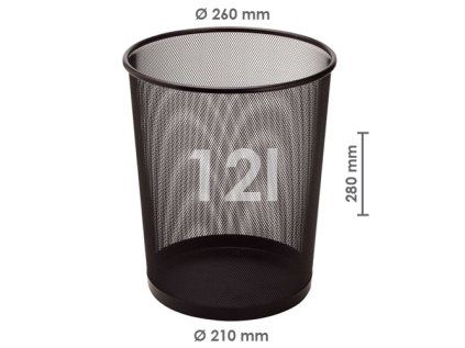 drateny kos na odpadky cerny 12 l