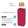 quokka storm sklenena flasa so silikonovym povrchom maroon 700ml 40025