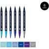sada popisovacov na kaligrafiu a ilustracie monami color twin brush ocean blue set 6ks