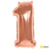 Nafukovací balónek - číslice 1, Rose gold 60 cm