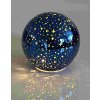 Skleněná svítící koule s časovačem průměr 15cm modrá (na 3 baterie AA)