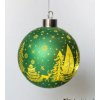 Skleněná svítící koule s časovačem, průměr 12 cm, zelená ,na 2 baterie (v balení)