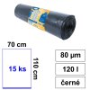 Pytel na odpadky (LDPE) extra-silný 80 µm černý 70 x 110 cm 120L [15 ks]