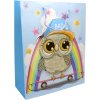 Taška dárková L 26x32x10 cm dětské motivy sovičky