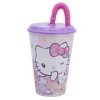 Kelímek plastový s brčkem 430 ml Hello Kitty
