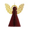 dekorace andel 2 ks papirova pet zavesna 10 cm barva bordo zlata