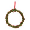 skleneny vanocni venec 15 cm na zaveseni zeleno cerveny kruh