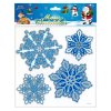 adhezni nalepky vanocni 18 x 23 cm snehove vlocky stribrny glitter mix cena 1 bal