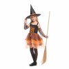 Kostým oranžový, M 110-120 cm, motiv čarodějnice