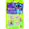 Razítka 3+1 s poduškou dřevěná 4,5x4,5cm s voskovkou Lilo & Stitch na kartě 17x28cm