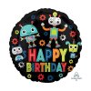 Balónek fóliový Birthday robots 46 cm