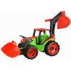 Traktor se lžící a bagrem, zelenočervený