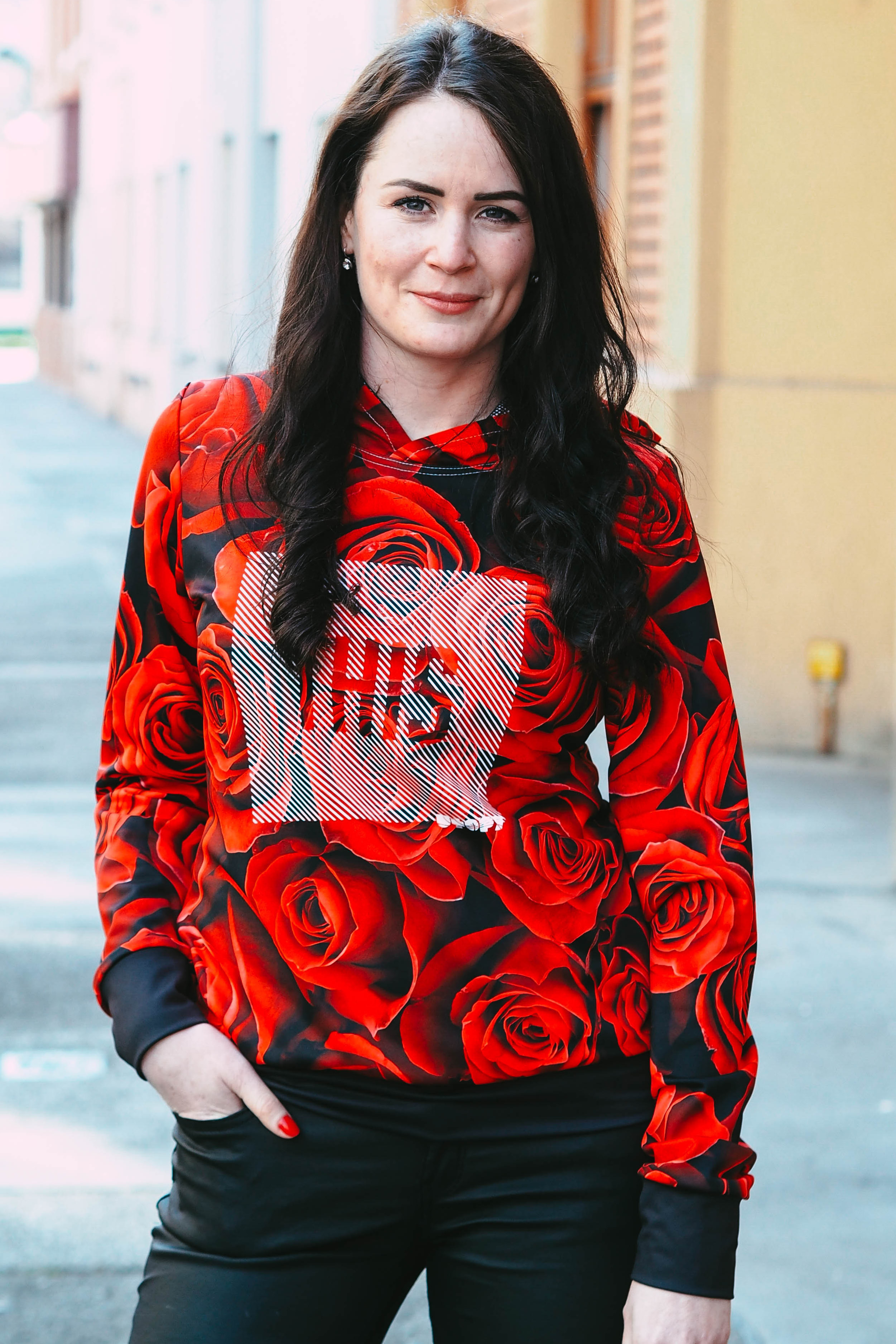 UTOPY Mikina Red Rozes fullprint