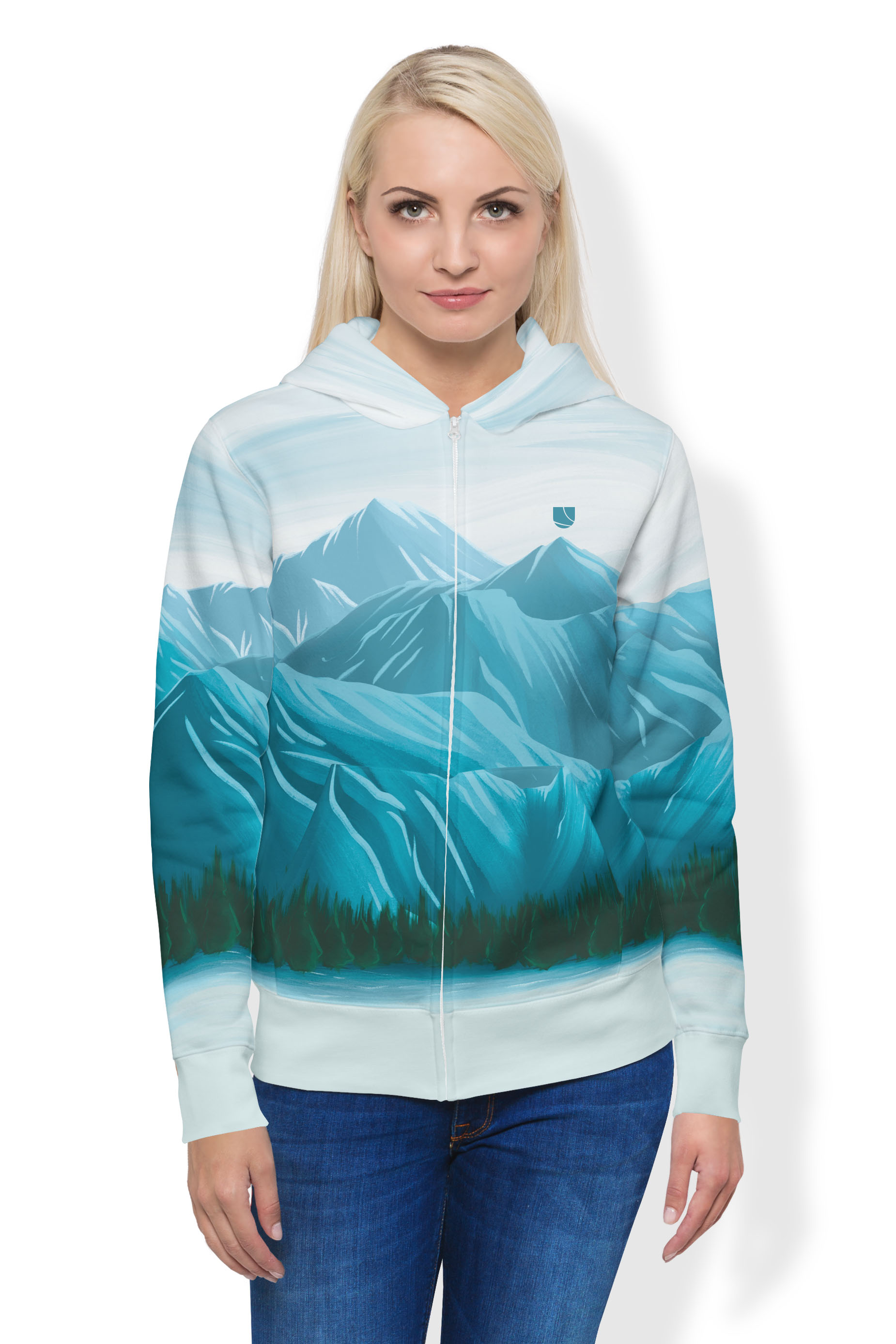 Levně UTOPY Mikina Winter Mountains fullprint na zip