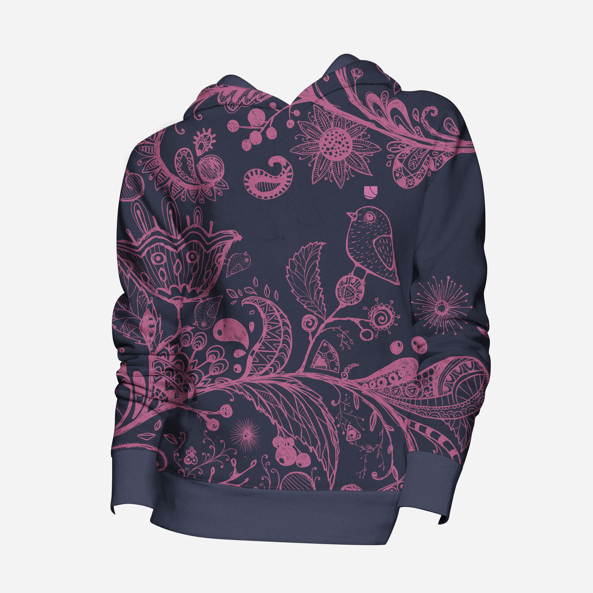 Levně UTOPY Mikina Purple Birds fullprint