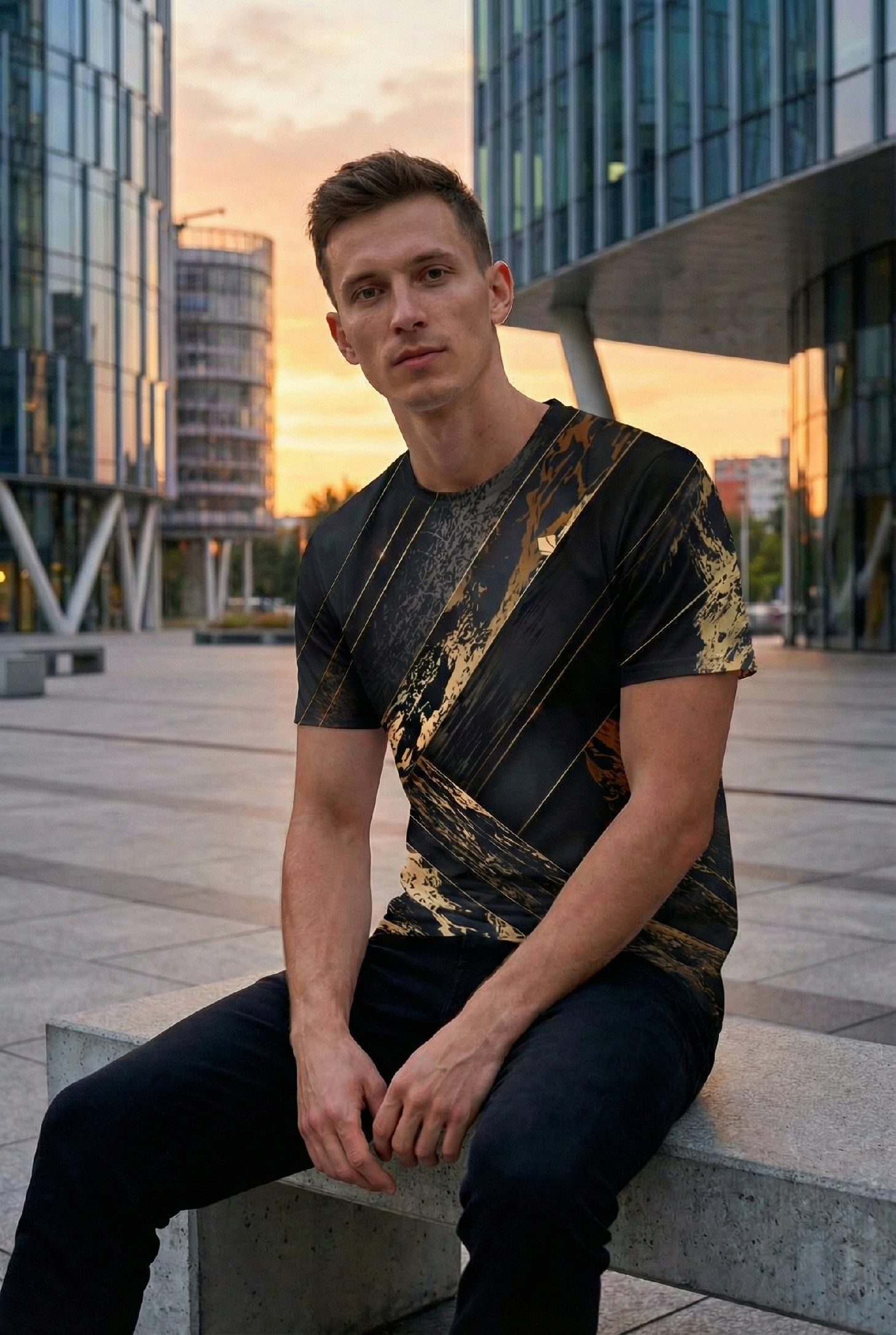 Levně UTOPY Pánské sportovní tričko Golden Lines