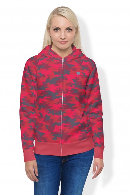 art of camo red mikina na zip front by utopy