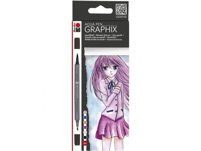 Marabu Aqua pen Graphix - sada 6ks Ma Ke Manga