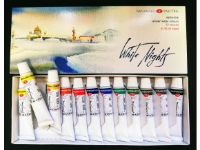 White nights - akvarelové barvy v tubách, sada 12 ks