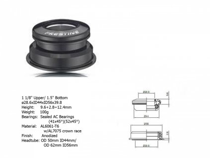 AUTHOR Hlavové složení ACO-F13H Internal (1 1/8" / 1,5"; d: 39,8/ 44/ 56 mm) (černá)