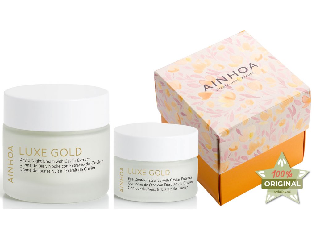 Ainhoa Luxe Gold Summer Set – denní a noční krém s kaviárem pro zralou pleť 50ml + krém na oční okolí s kyselinou hyaluronovou 15ml