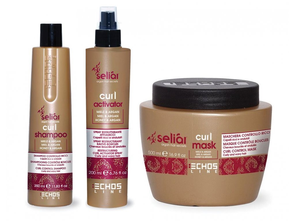 Echosline SELIAR Curl Kit – šampon 350ml + maska 500ml + aktivátor 200ml