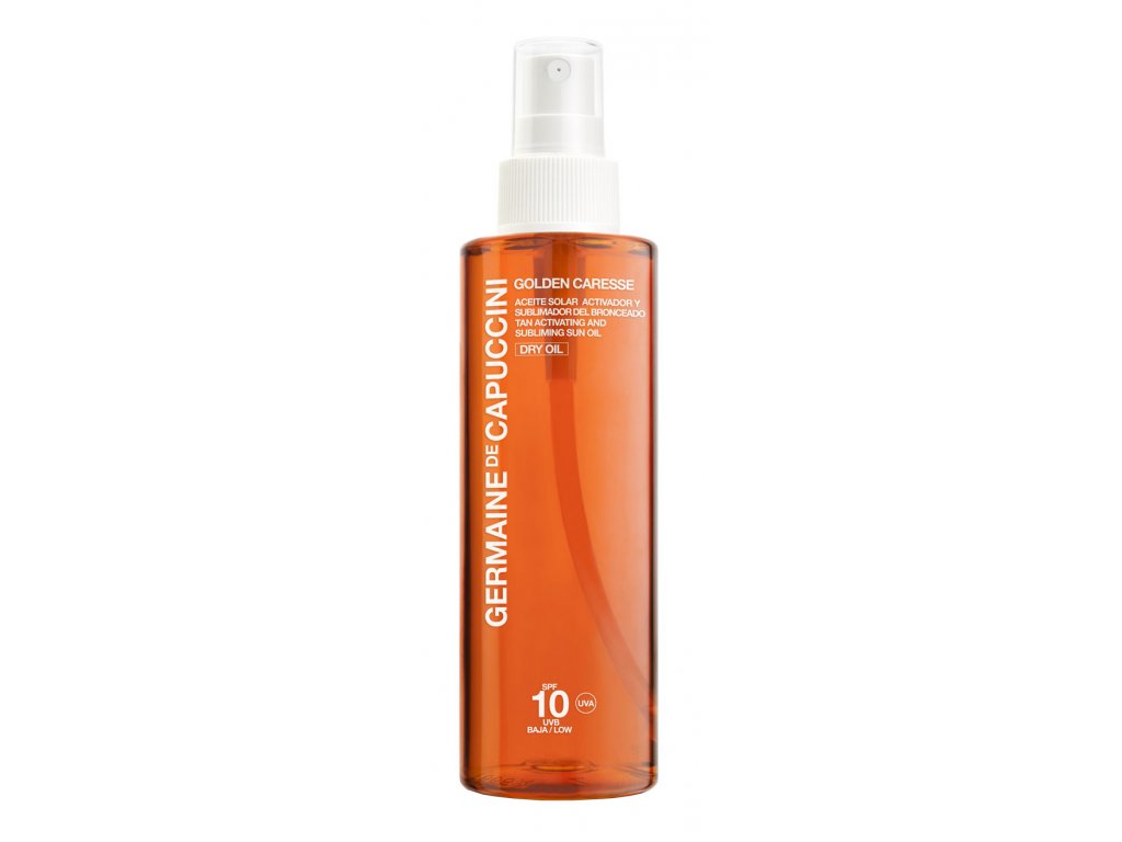 Germaine de Capuccini Golden Caresse Tan Subliming Oil SPF10 - výživný suchý olej pro aktivaci opálení 200ml