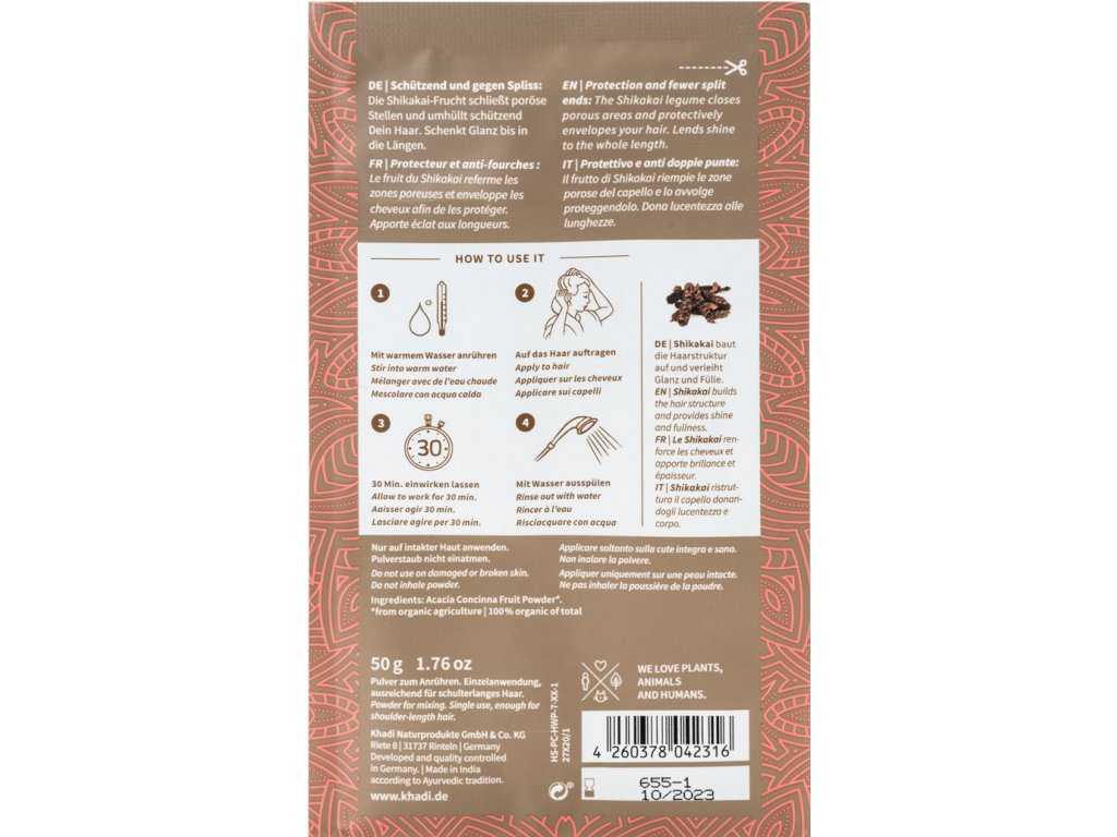 Khadi prášek SHIKAKAI - přírodní kondicionér a vlasová kúra 150g