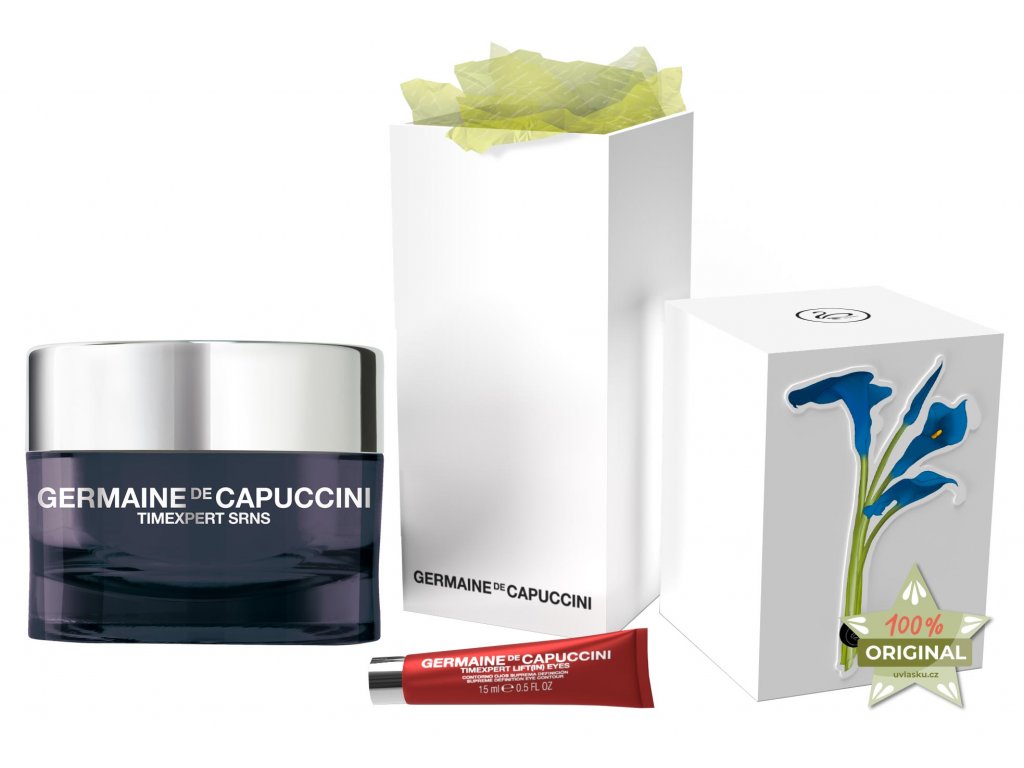 Germaine de Capuccini Timexpert Srns Christmas Set – krém pro intenzivní obnovu pleti 50ml + krém na oční okolí 15ml + noční pleťové sérum 15ml + kabelka